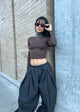 Blusa manga larga backless cafe